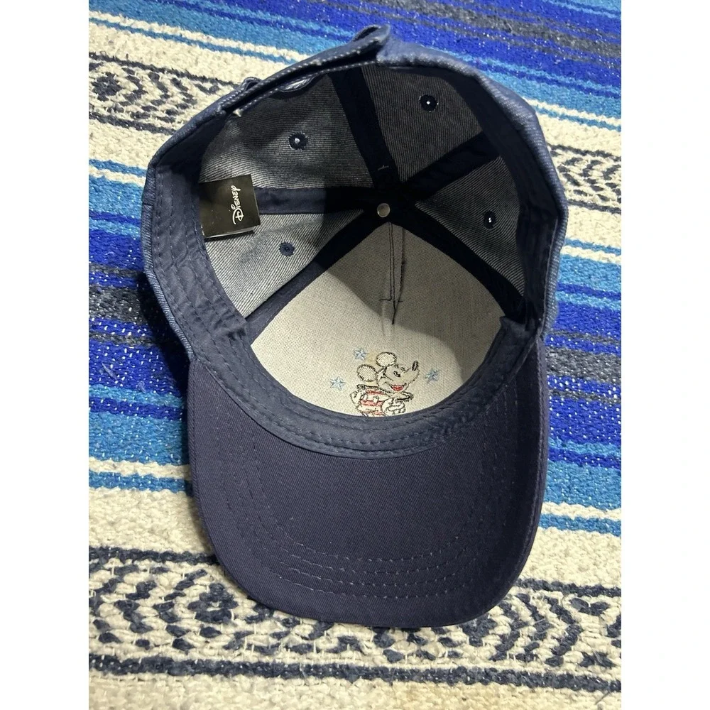 Mickey Mouse Hat USA Blue Denim Strapback Americana Patriotic Casual Adjustable